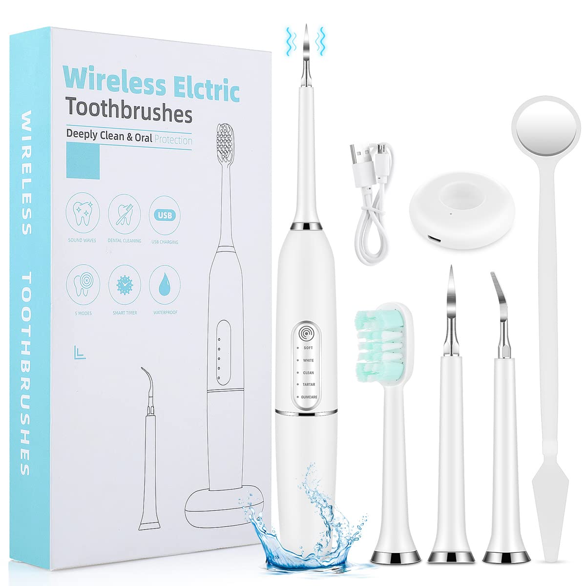 HANNEA Ultrasonic Tooth Care and Cleaner Kit Professional Stainless Steel Plaque Remover for Teeth Improving Teeth Stain Tartar HANNEA Ultrasonic Tooth Care and Cleaner Kit Professional Stainless Steel Plaque Remover for Teeth Improving Teeth Stain Tartar